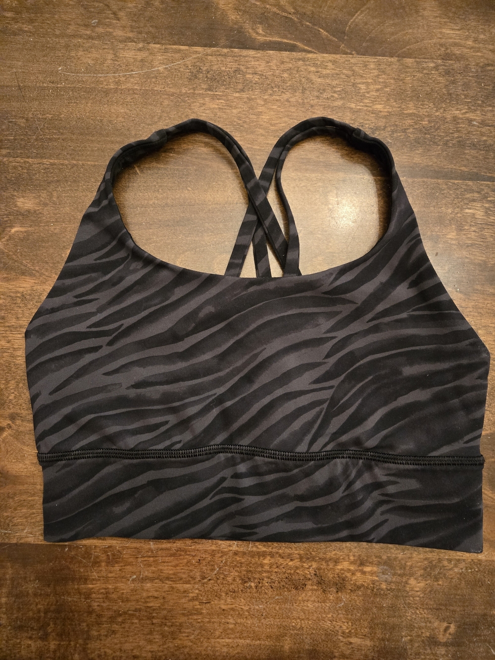 Lululemon Black Zebra-Print Strappy Sports Bra - Size 4